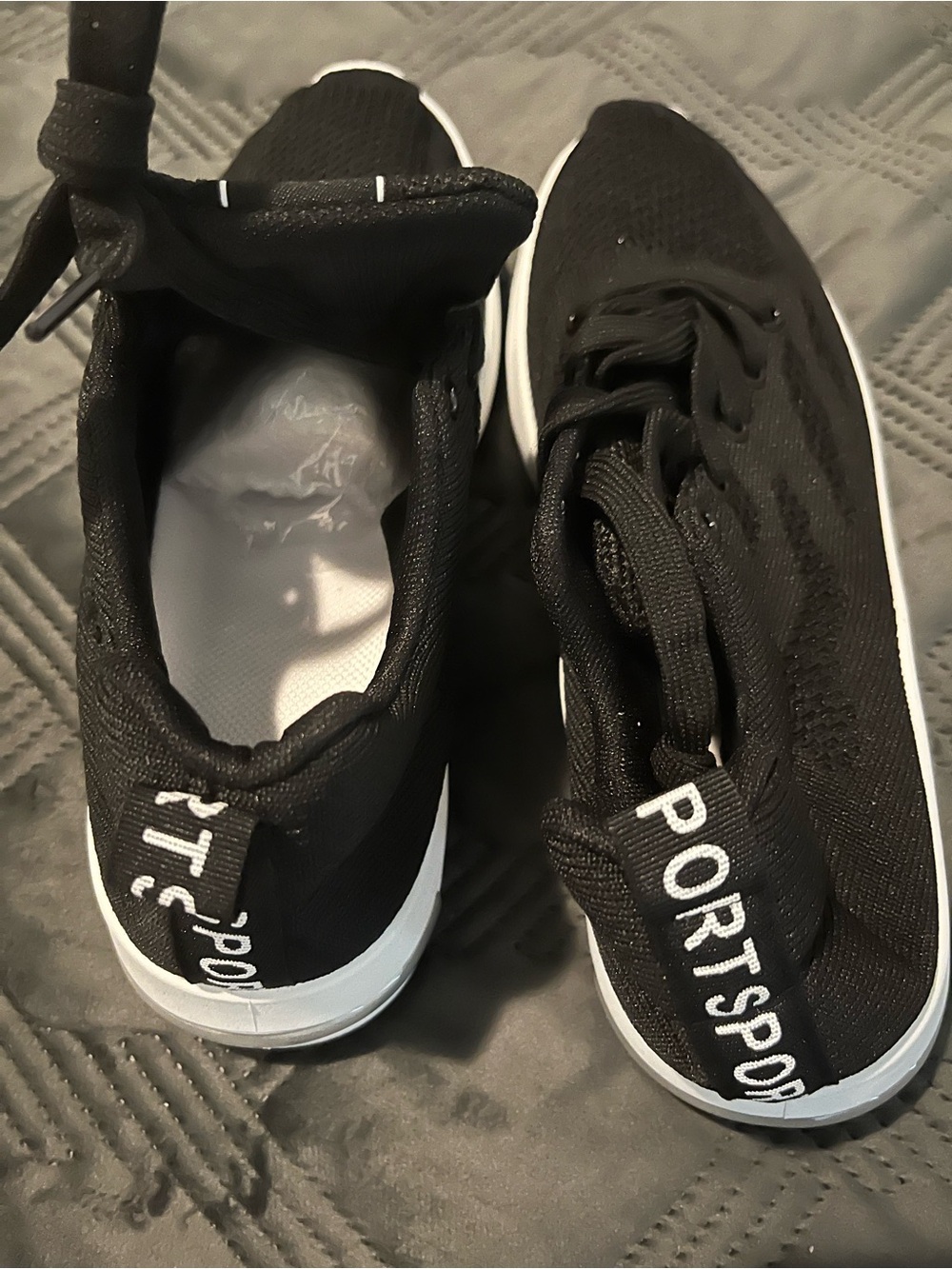 Men's Black Slip-On Athletic Sneakers with 'PORTSPO' Detail